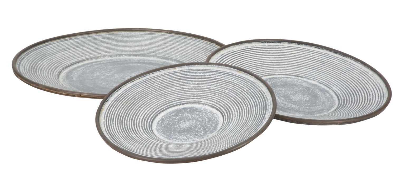 Set Platouri decorative Mauro Ferretti Vassoio, Set 3 Piese  Ø 50,5X4,5-  39,2X4.5-35X4 cm, Gri