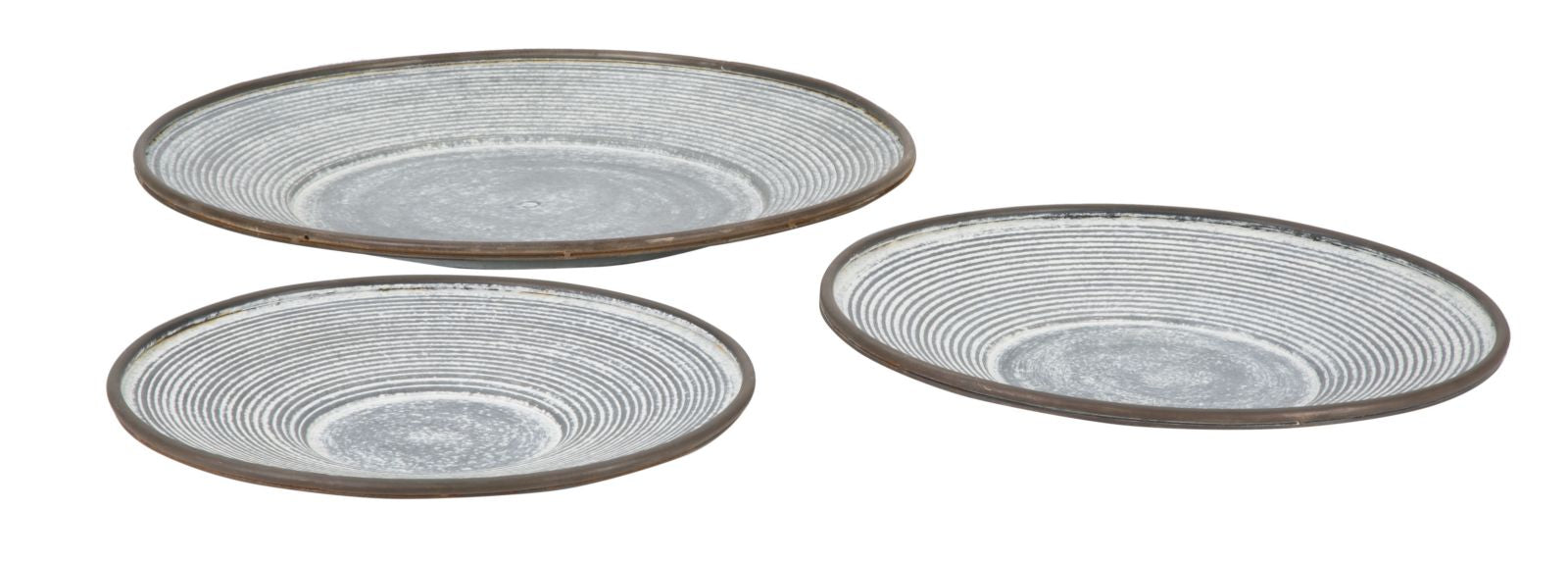 Set Platouri decorative Mauro Ferretti Vassoio, Set 3 Piese  Ø 50,5X4,5-  39,2X4.5-35X4 cm, Gri