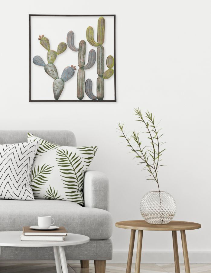 Decoratiune de Perete Mauro Ferretti Cactus-Frame -C- 50X1, 3X50 cm, Verde/ Bleo