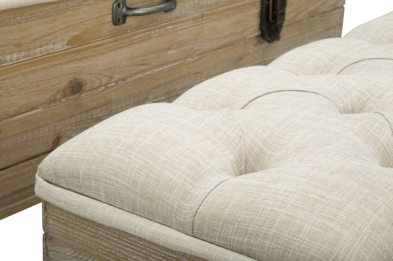 Set Puff Mauro Ferretti Tirana Cu depozitare, Set 2 Piese,  102X43,5X49,5 - 82X36X37 cm, Crem