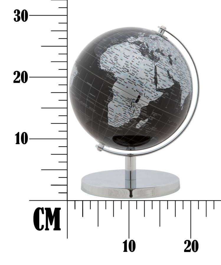 Decoratiune Glob Pamantesc Mauro Ferretti Black  Ø 20X28 cm, Negru/ Argintiu