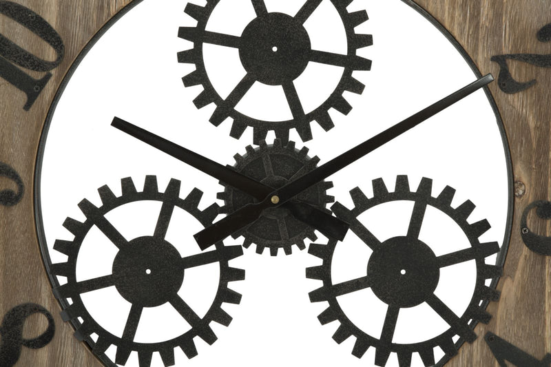 Ceas decorativ de Perete Mauro Ferretti Ingranaggio Plus Ø 60X4 cm, Negru/Natural