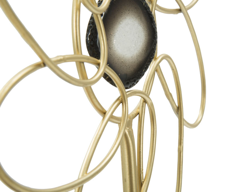 Decoratiune Mauro Ferretti Glam Daisy  24X10X37,5  cm, Auriu