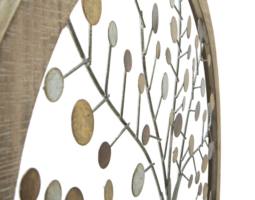 Decoratiune de Perete Mauro Ferretti Tree Of Life Mirror,  Ø 61X1,8 cm, Auriu/ Natural