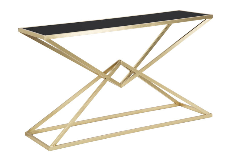 Consola Mauro Ferretti Piramid  130X40X75 cm, Auriu/ Negru