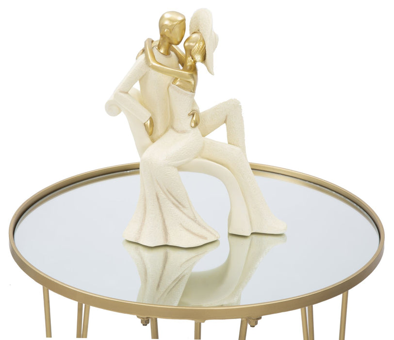 Masuta Cafea Mauro Ferretti Glam Gold/Mirror  Ø 50X58,5 cm, Auriu