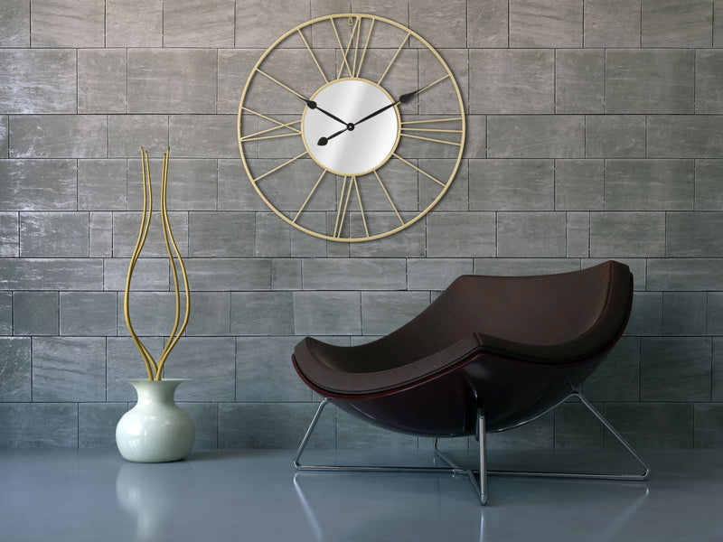 Ceas decorativ de Perete Mauro Ferretti With Mirror Glam Stick  Ø 80X6 cm, Auriu/ Negru