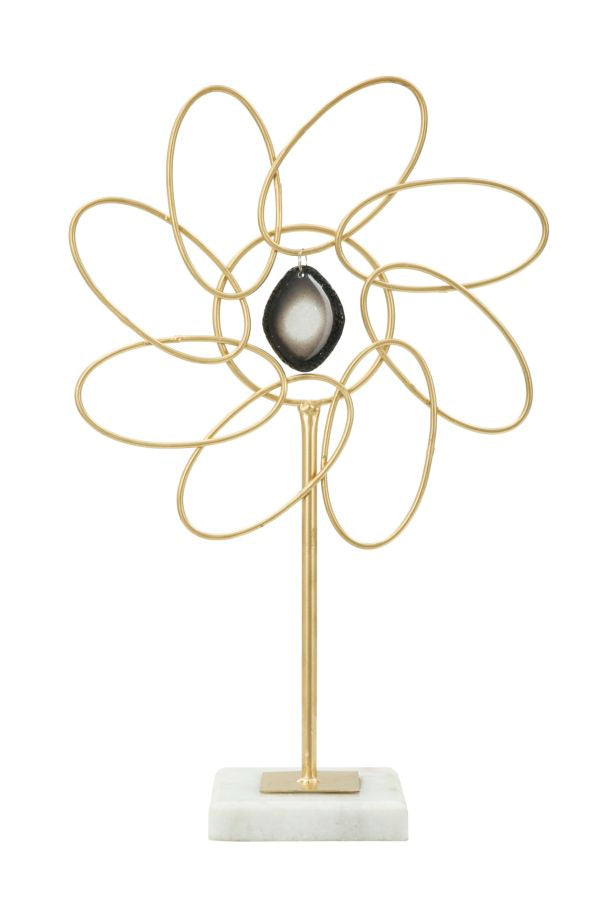 Decoratiune Mauro Ferretti Glam Daisy  24X10X37,5  cm, Auriu