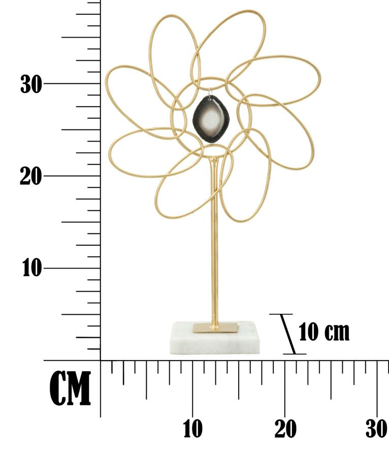 Decoratiune Mauro Ferretti Glam Daisy  24X10X37,5  cm, Auriu
