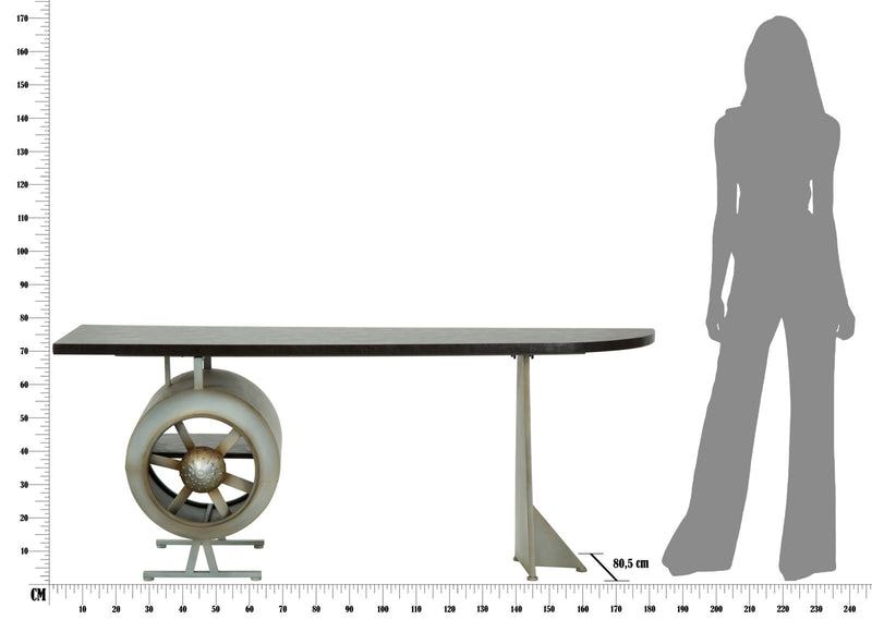 Birou Industrial & Scandinav Mauro Ferretti desk Aviator  181X70,5X71 cm, Negru/Gri