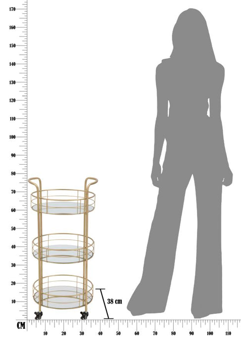 Carucior Servire Mauro Ferretti Glam Rotondo  Ø 38X77,5 cm, Auriu