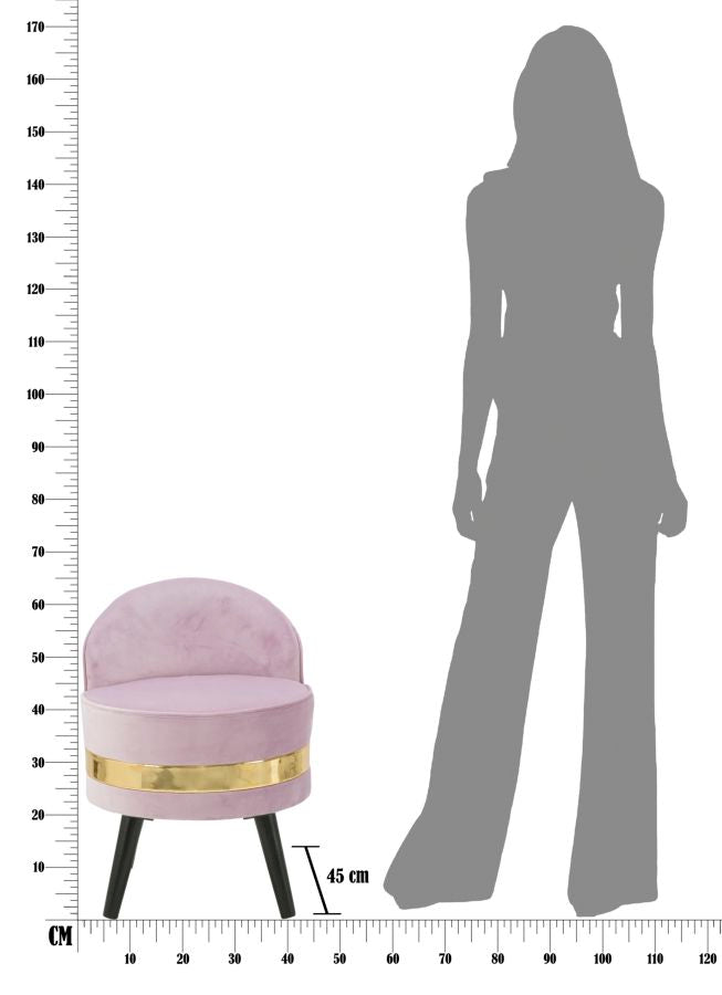 Scaun Little Mauro Ferretti Paris Rose  Ø 45X62 cm, Roz / Auriu/ Negru