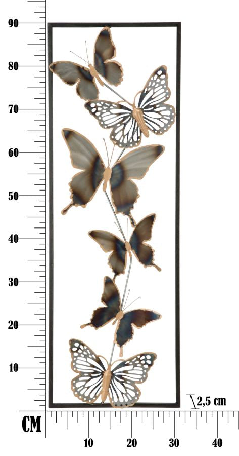 Decoratiune de Perete Mauro Ferretti Butterflies  31X2,5X90 cm, Negru/ Argintiu