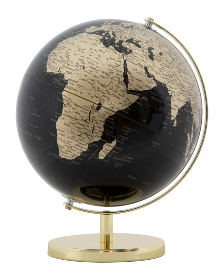 Decoratiune Glob Pamantesc Mauro Ferretti Globe Gold  Ø 25X34 cm, Negru/Auriu