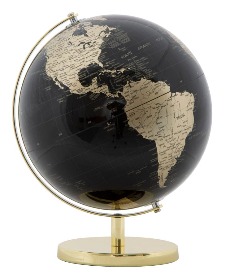 Decoratiune Glob Pamantesc Mauro Ferretti Globe Gold  Ø 25X34 cm, Negru/Auriu