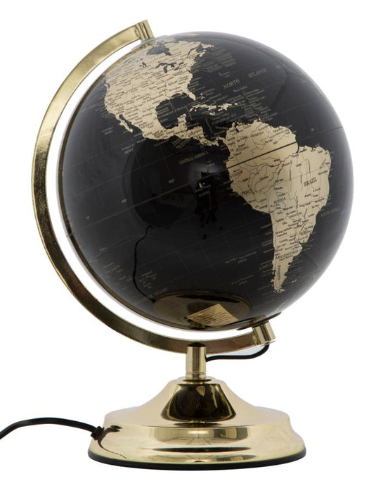 Decoratiune Luminoasa Mauro Ferretti Globe Gold With Light  Ø 25X38 cm, Negru/Auriu