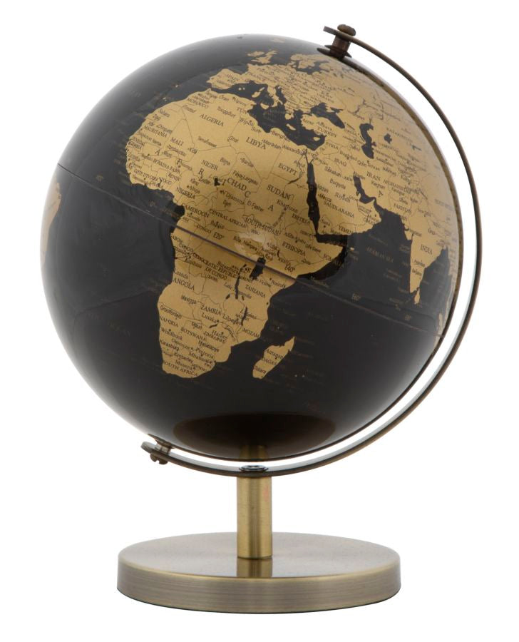 Decoratiune Glob Pamantesc Mauro Ferretti Bronze Small  Ø 13X17 cm, Negru/Bronz