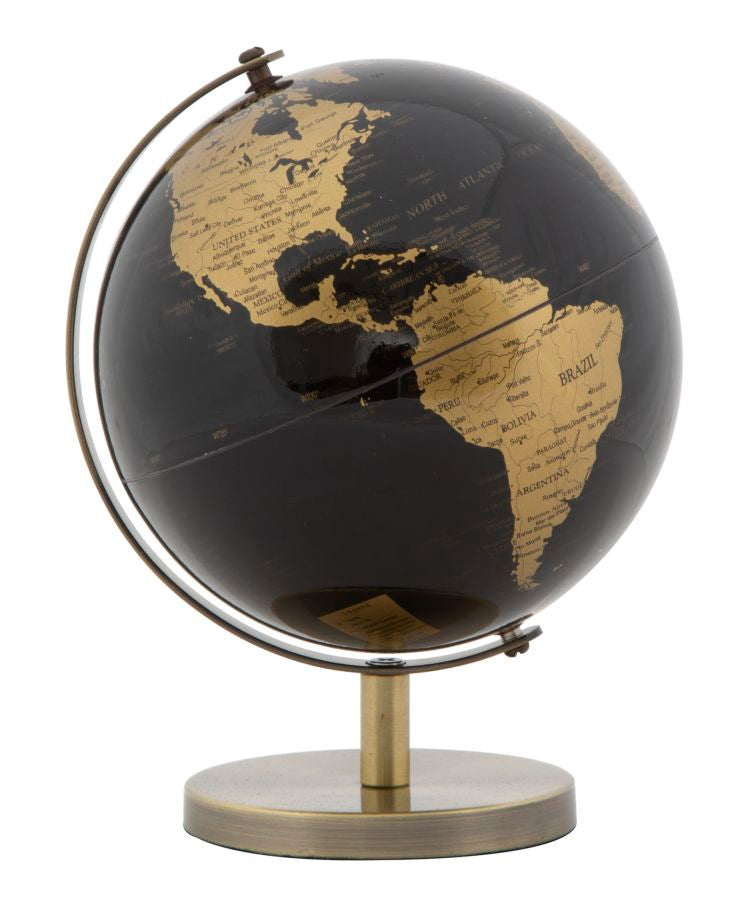 Decoratiune Glob Pamantesc Mauro Ferretti Bronze Small  Ø 13X17 cm, Negru/Bronz