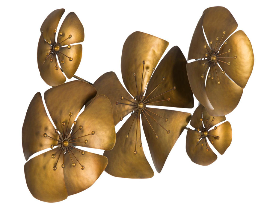 Decoratiune de Perete Mauro Ferretti Flower Goldy A,  94X6X50 cm, Auriu