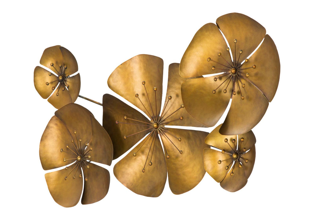Decoratiune de Perete Mauro Ferretti Flower Goldy A,  94X6X50 cm, Auriu