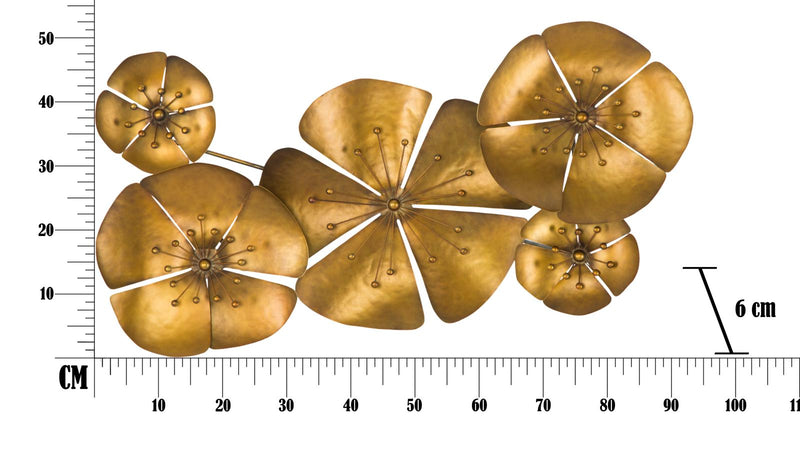 Decoratiune de Perete Mauro Ferretti Flower Goldy A,  94X6X50 cm, Auriu