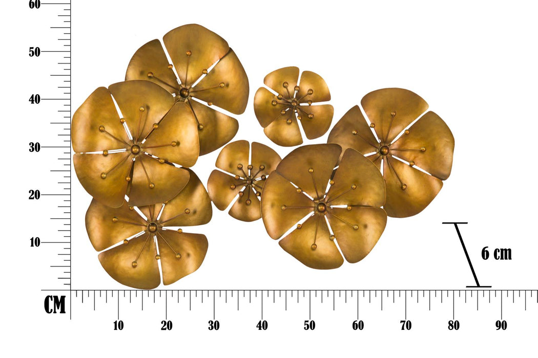 Decoratiune de Perete Mauro Ferretti Flowe Goldy B,  80X6X57 cm, Auriu