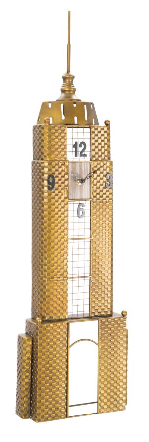Ceas decorativ de Perete Mauro Ferretti Empire Building  23,5X6,5X78 cm, Auriu