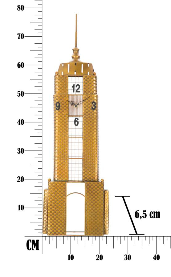 Ceas decorativ de Perete Mauro Ferretti Empire Building  23,5X6,5X78 cm, Auriu