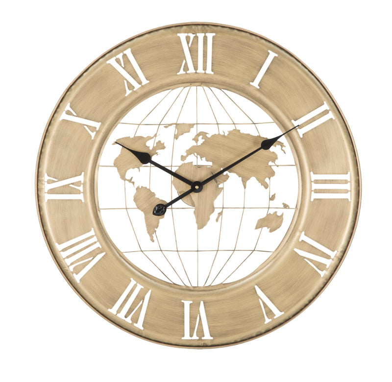 Ceas decorativ de Perete Mauro Ferretti World Gold Ø 63X3 cm, Auriu