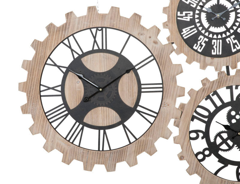 Ceas decorativ de Perete Mauro Ferretti 3 Gears 93X3X74 cm, Natural / Maro