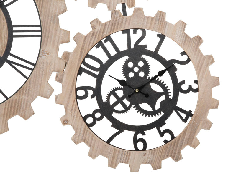 Ceas decorativ de Perete Mauro Ferretti 3 Gears 93X3X74 cm, Natural / Maro