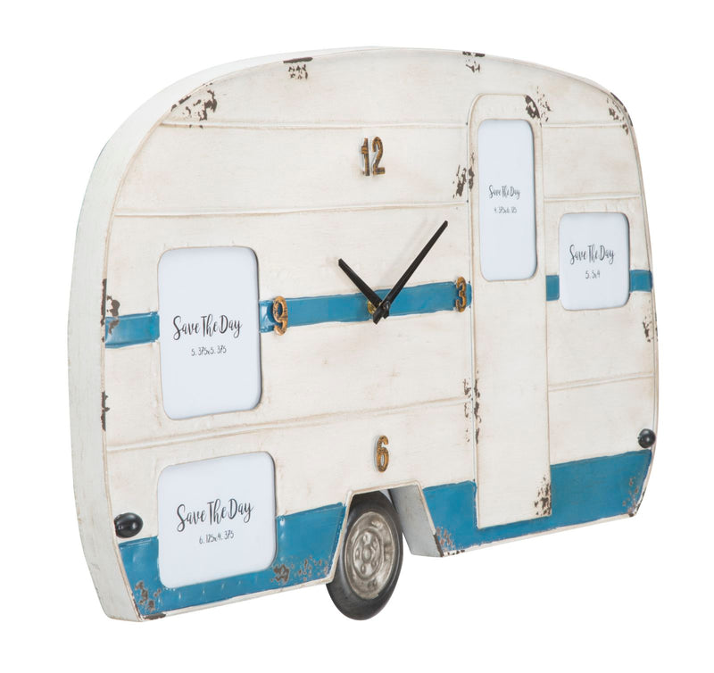 Ceas decorativ de Perete Mauro Ferretti Roulotte  79X3,50X46,50 cm, Alb / Albastru