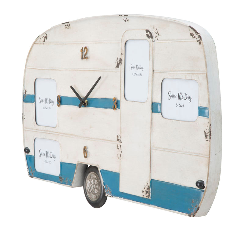 Ceas decorativ de Perete Mauro Ferretti Roulotte  79X3,50X46,50 cm, Alb / Albastru