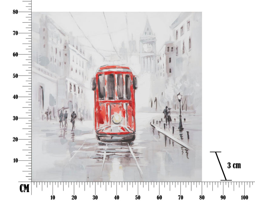 Tablou decorativ Mauro Ferretti Tram A, Pictat Manual, Canvas,  80X3X80 cm, Multicolor