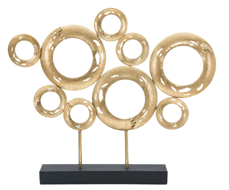 Decoratiune Panel Mauro Ferretti A Circles 49X7X41 cm, Auriu/ Negru