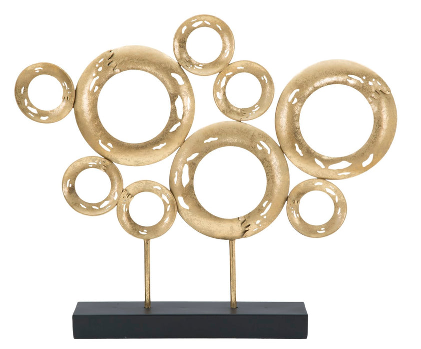 Decoratiune Panel Mauro Ferretti A Circles 49X7X41 cm, Auriu/ Negru