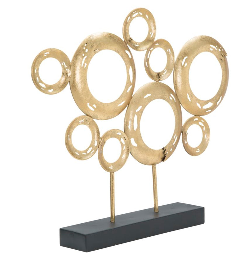 Decoratiune Panel Mauro Ferretti A Circles 49X7X41 cm, Auriu/ Negru