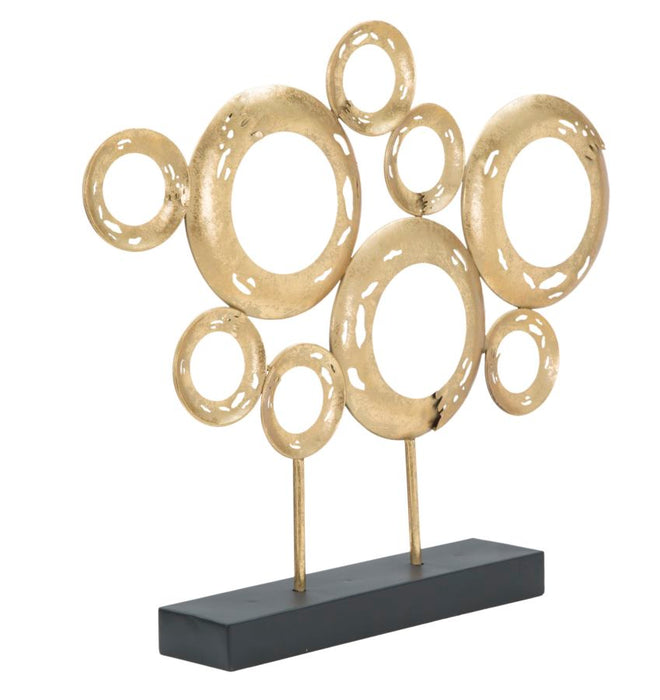 Decoratiune Panel Mauro Ferretti A Circles 49X7X41 cm, Auriu/ Negru