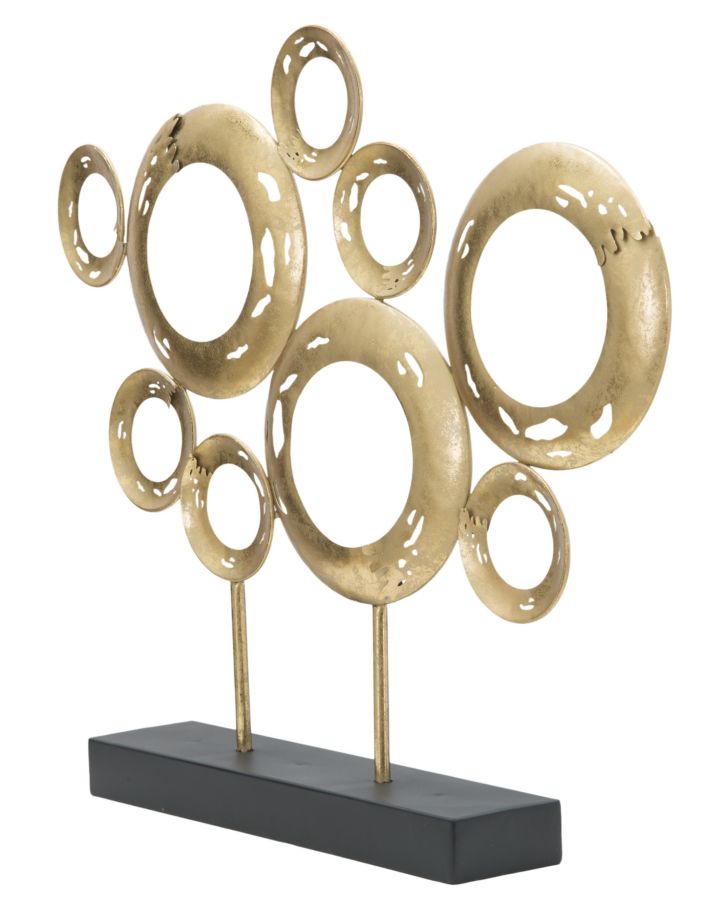 Decoratiune Panel Mauro Ferretti A Circles 49X7X41 cm, Auriu/ Negru