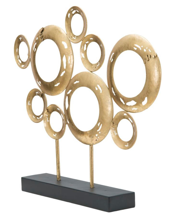 Decoratiune Panel Mauro Ferretti A Circles 49X7X41 cm, Auriu/ Negru