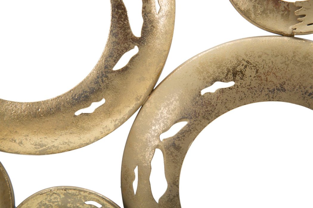 Decoratiune Panel Mauro Ferretti A Circles 49X7X41 cm, Auriu/ Negru