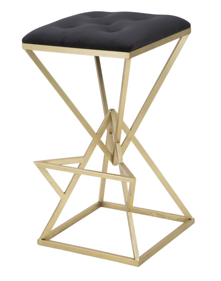 Scaun Bar Mauro Ferretti Piramid  40X40X75 cm, Auriu/ Negru