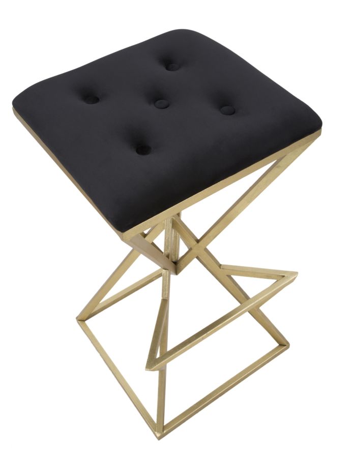 Scaun Bar Mauro Ferretti Piramid  40X40X75 cm, Auriu/ Negru