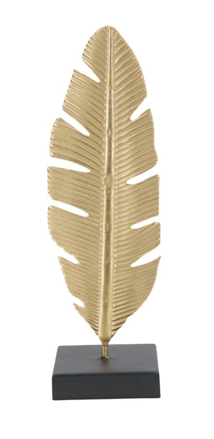 Decoratiune Mauro Ferretti Leaf Glam W 10X10X34 cm, Auriu/ Negru