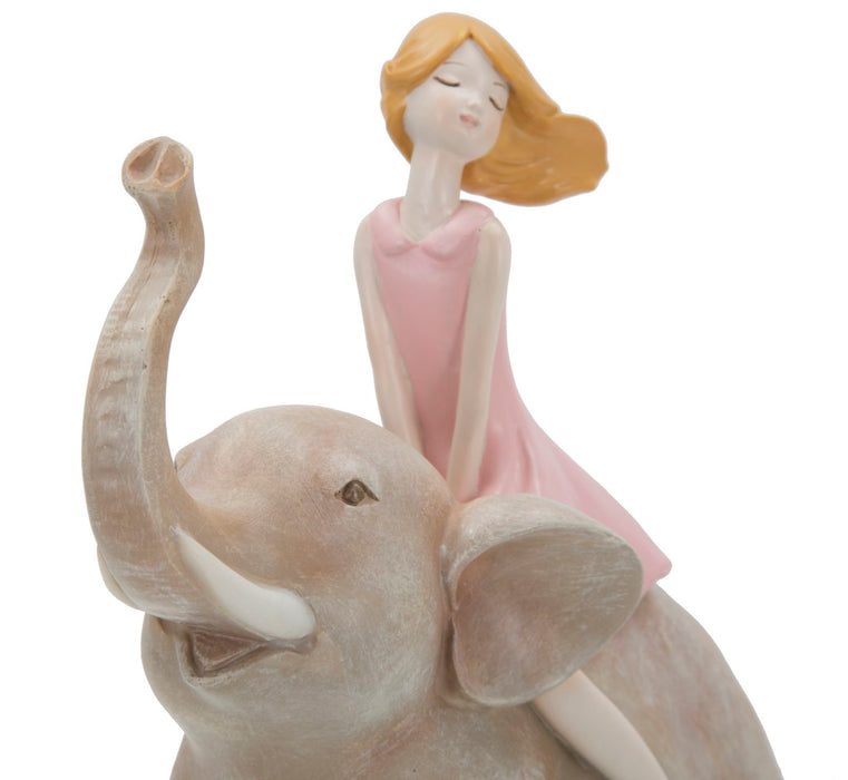 Statueta Mauro Ferretti Dolly On Elephant 22X10X21 cm, Roz