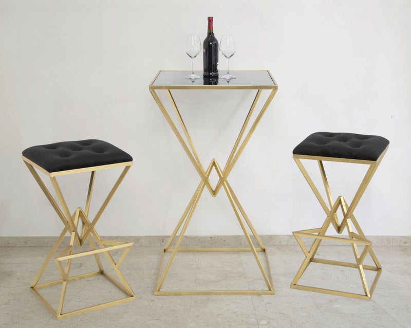 Masa Bar Mauro Ferretti Piramid  60X60X105 cm, Auriu/ Negru