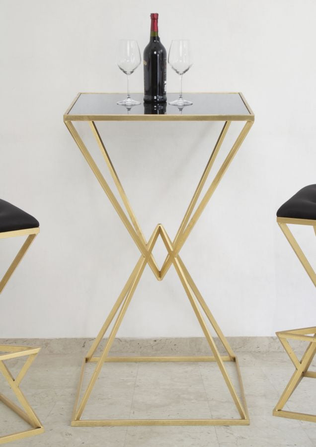 Masa Bar Mauro Ferretti Piramid  60X60X105 cm, Auriu/ Negru