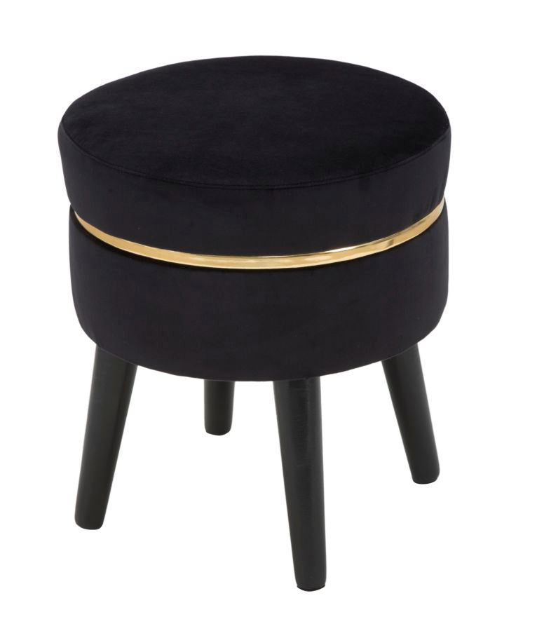 Taburet Mauro Ferretti Paris Negru Ø 35X40, 5 cm, Negru/Auriu