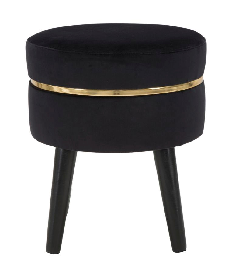 Taburet Mauro Ferretti Paris Negru Ø 35X40, 5 cm, Negru/Auriu