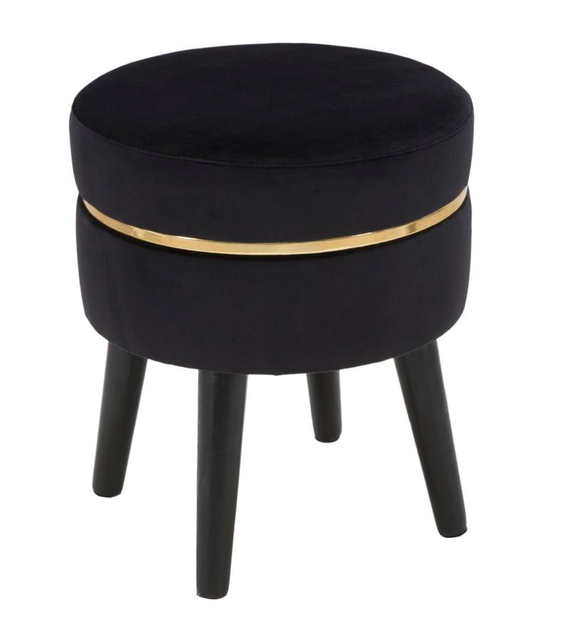 Taburet Mauro Ferretti Paris Negru Ø 35X40, 5 cm, Negru/Auriu